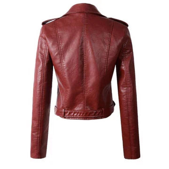Stylish Biker Jacket for Women Cropped Belted