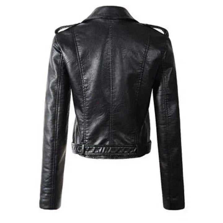 Stylish Biker Jacket for Women Cropped Belted