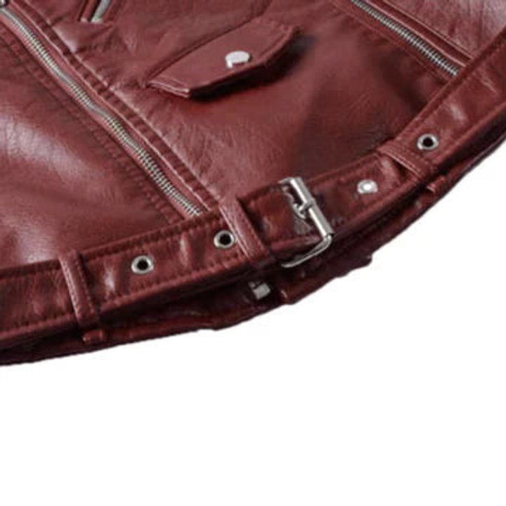 Stylish Biker Jacket for Women Cropped Belted