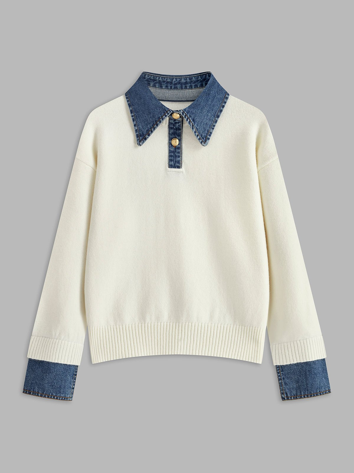 Stylish Polo Sweater for Women Collar Knit