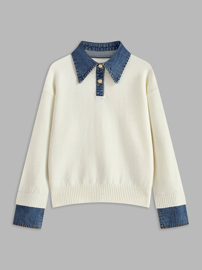 Stylish Polo Sweater for Women Collar Knit