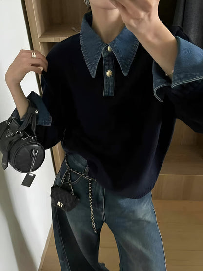 Stylish Polo Sweater for Women Collar Knit