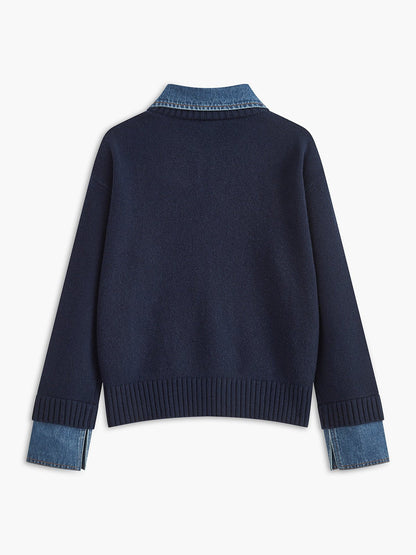 Stylish Polo Sweater for Women Collar Knit