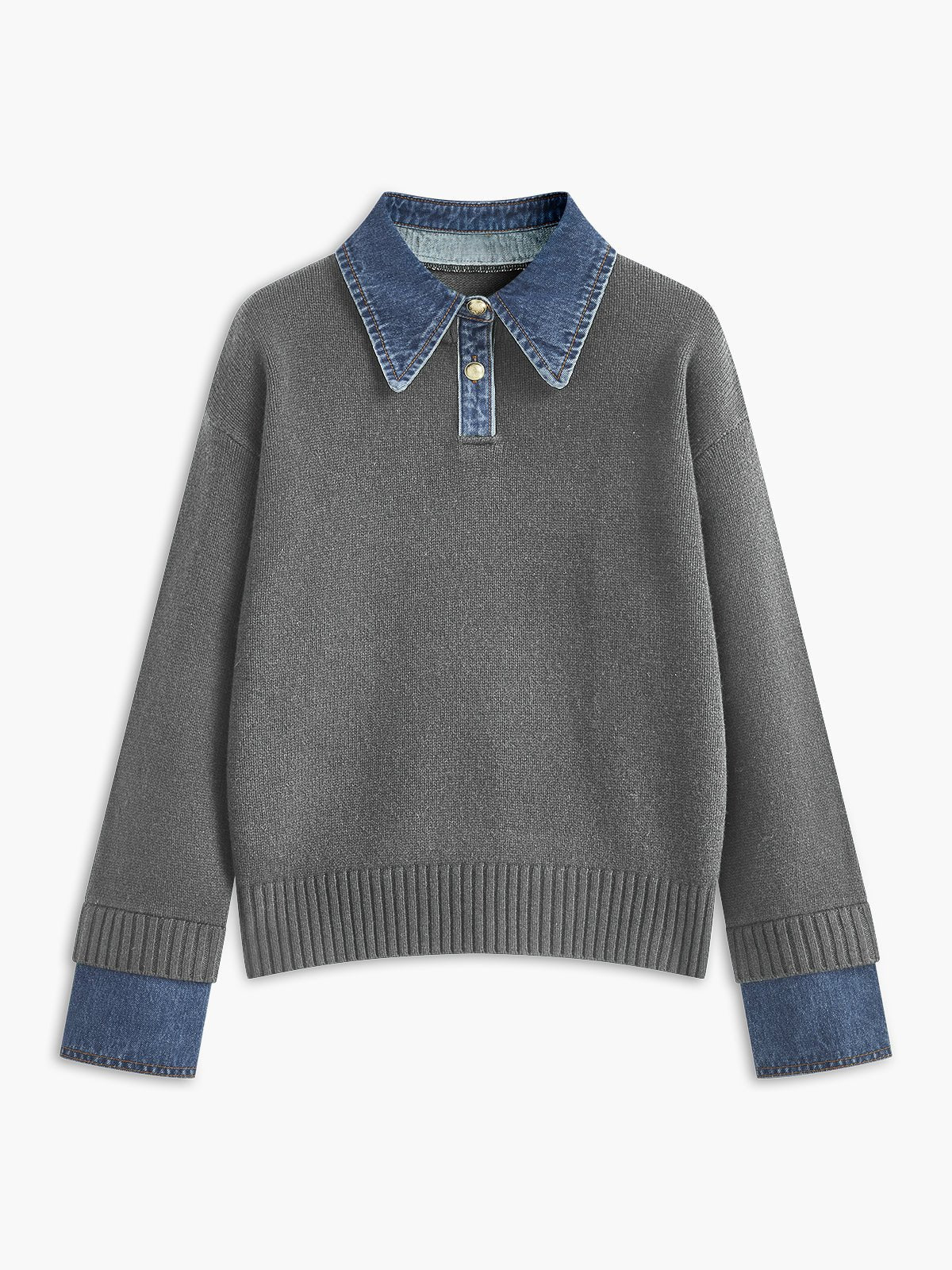 Stylish Polo Sweater for Women Collar Knit