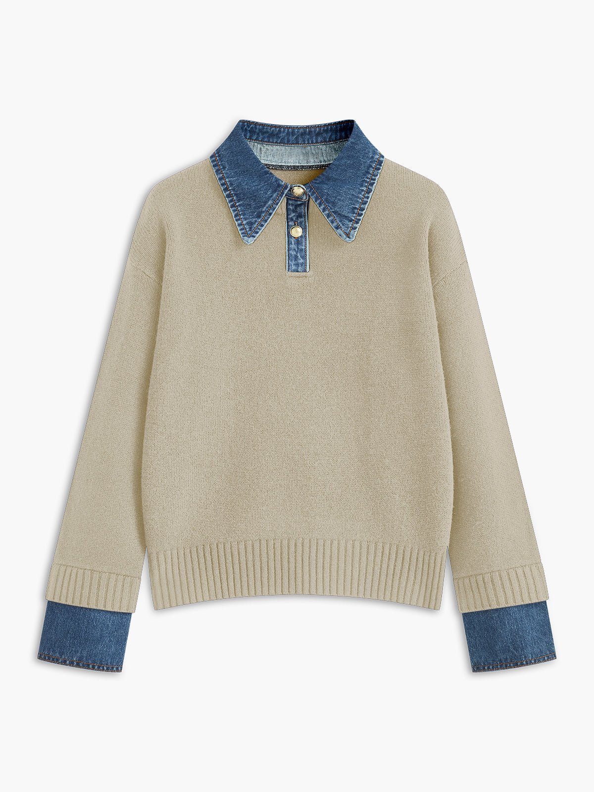 Stylish Polo Sweater for Women Collar Knit