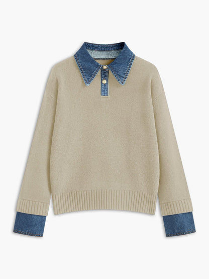 Stylish Polo Sweater for Women Collar Knit