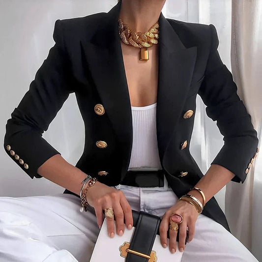 Elegant Blazer for Women Double-Breasted Button Tailored