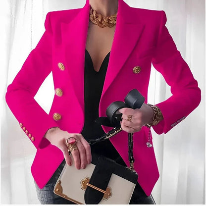 Elegant Blazer for Women Double-Breasted Button Tailored