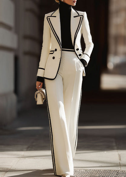 Elegant Suit Set for Women Double-Breasted Structured Wide-Leg