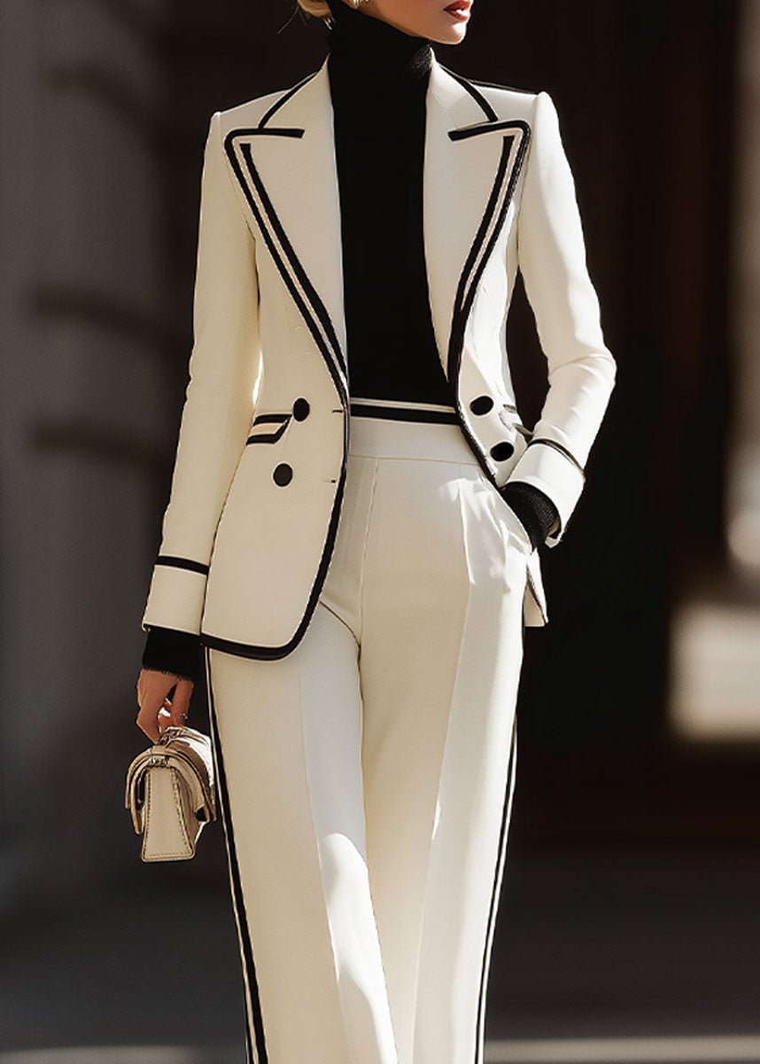 Elegant Suit Set for Women Double-Breasted Structured Wide-Leg