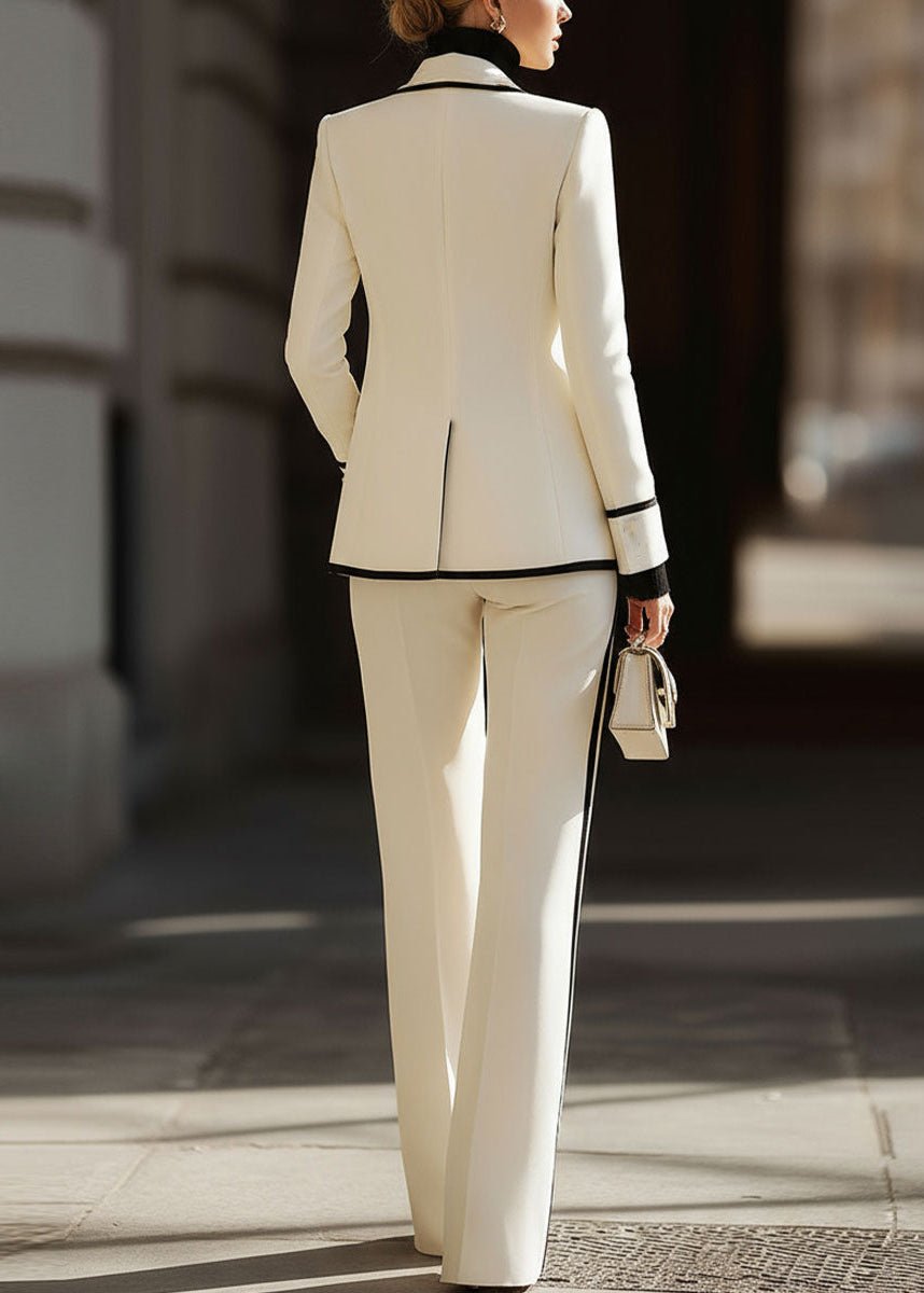 Elegant Suit Set for Women Double-Breasted Structured Wide-Leg