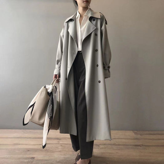 Effortless Trench Coat for Women Double-Breasted Long Belted