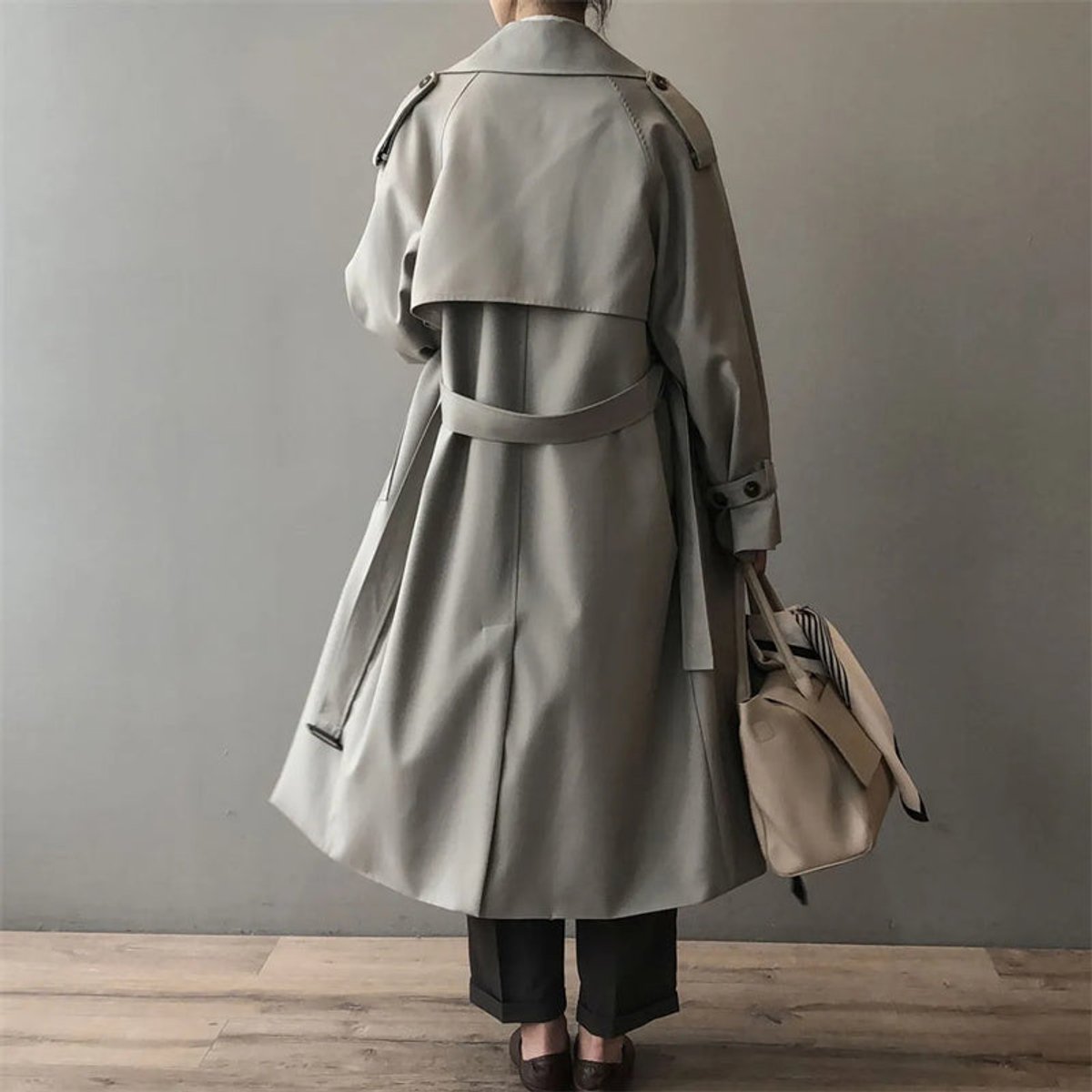 Effortless Trench Coat for Women Double-Breasted Long Belted