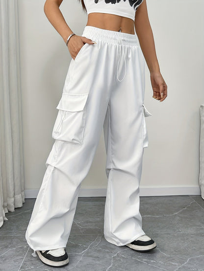 Effortless Cargo Pants for Women Wide-Leg Drawstring Pocket