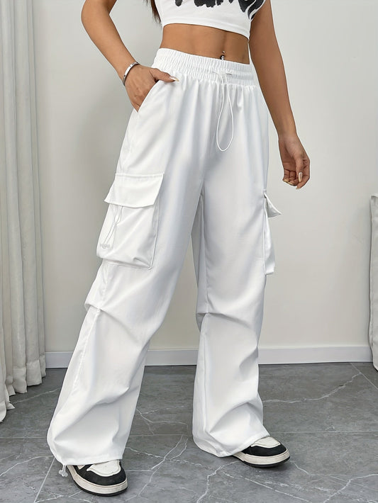 Effortless Cargo Pants for Women Wide-Leg Drawstring Pocket