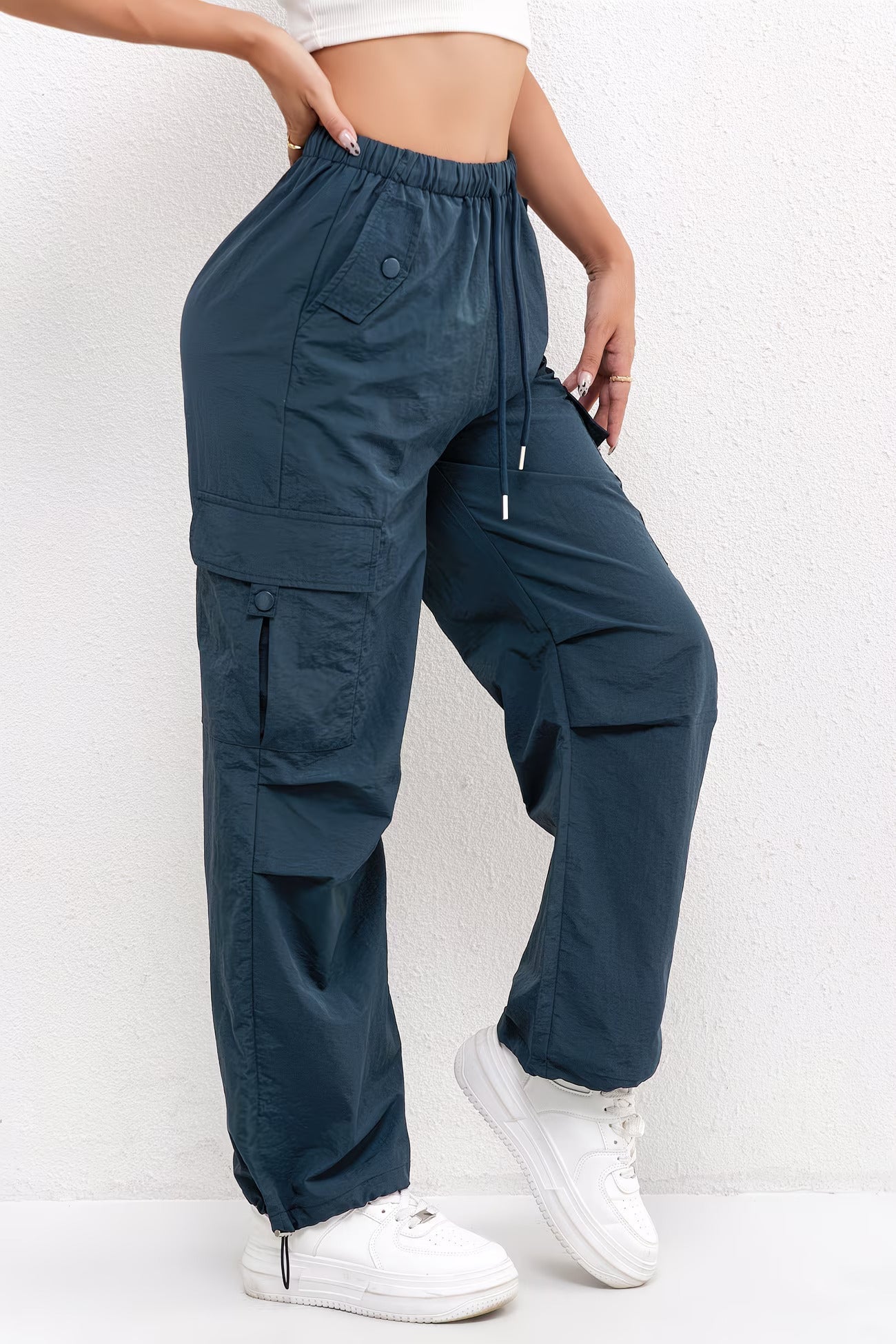 Effortless Cargo Pants for Women Wide-Leg Drawstring Pocket
