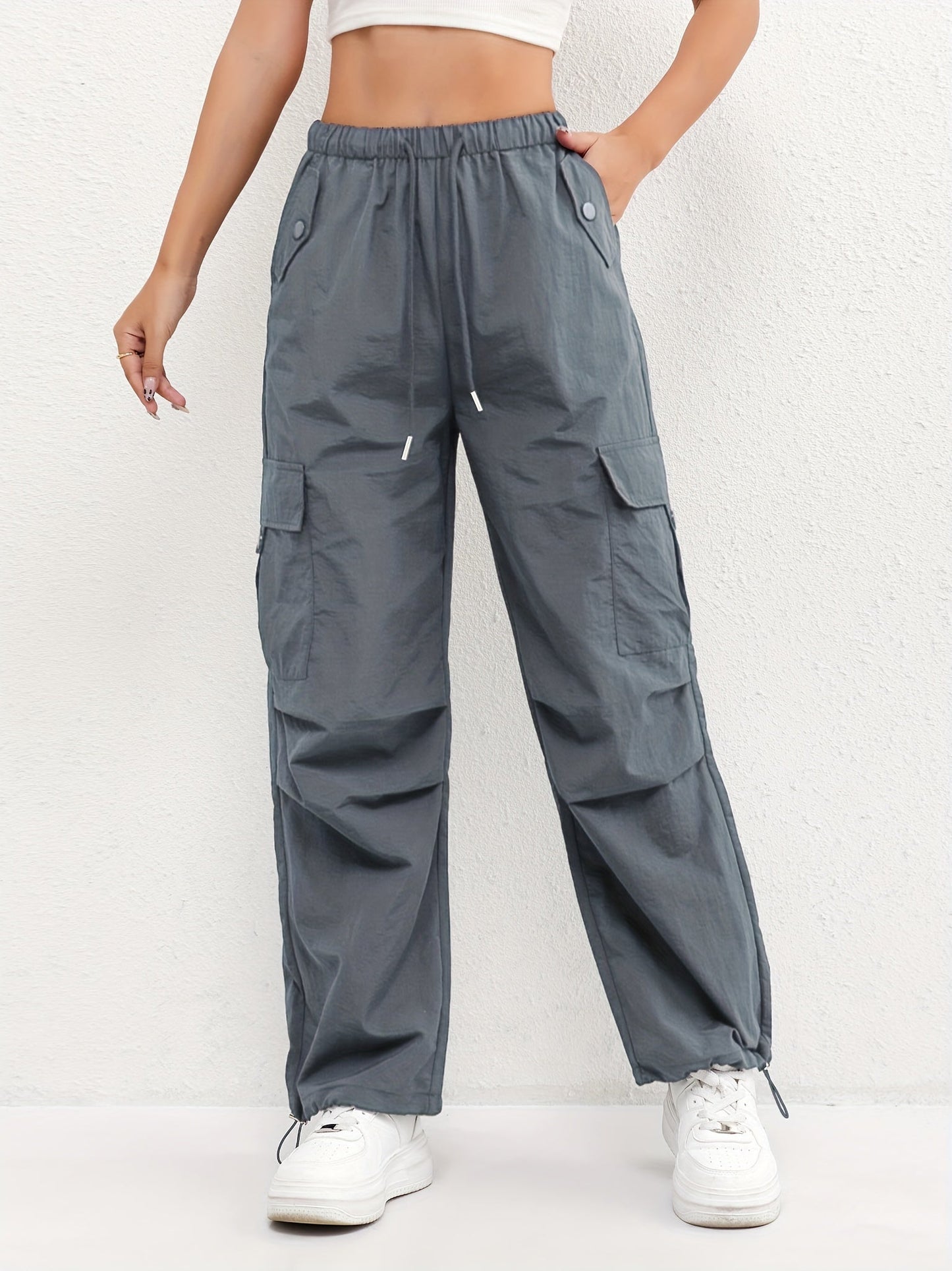 Effortless Cargo Pants for Women Wide-Leg Drawstring Pocket