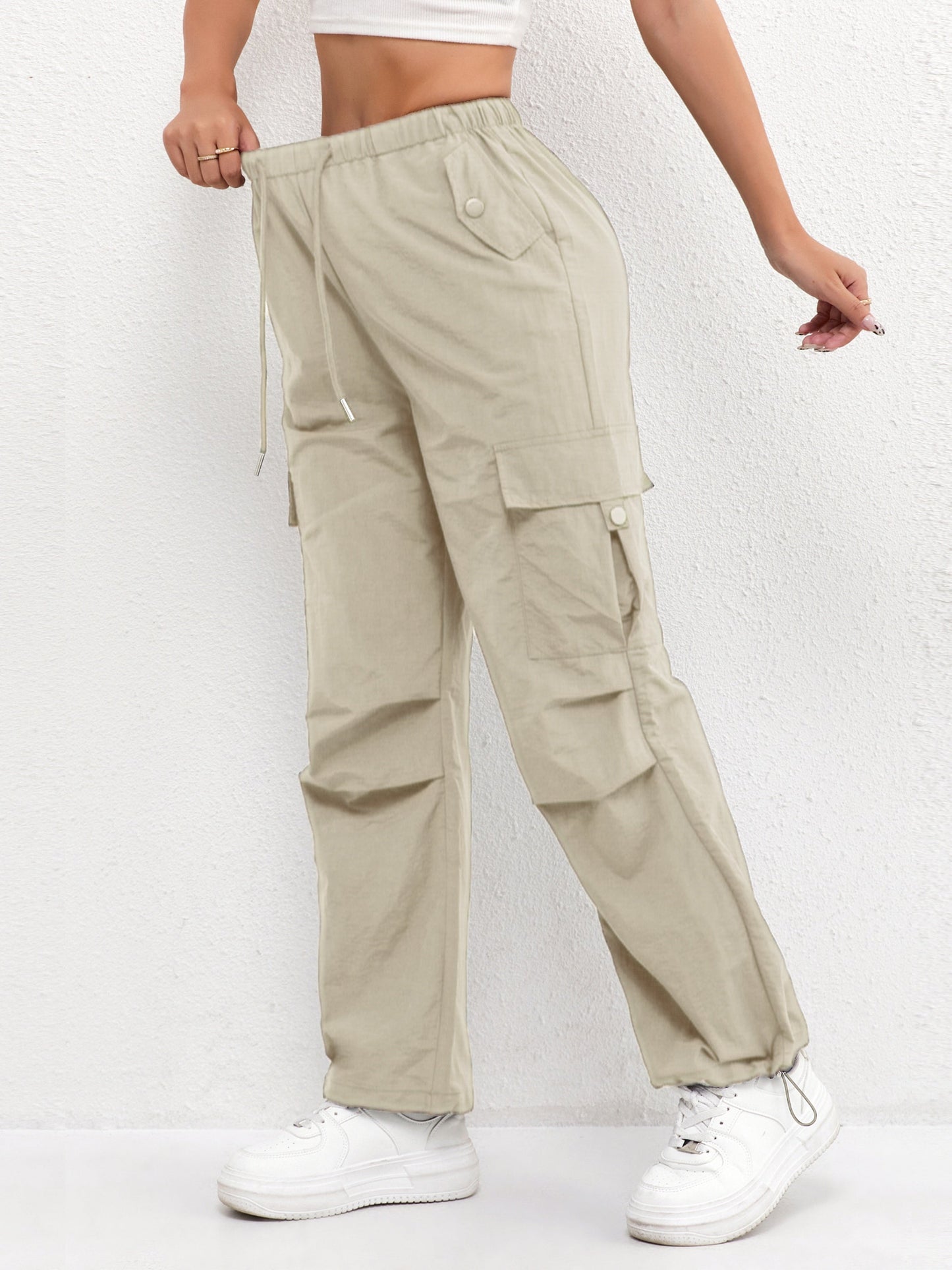Effortless Cargo Pants for Women Wide-Leg Drawstring Pocket
