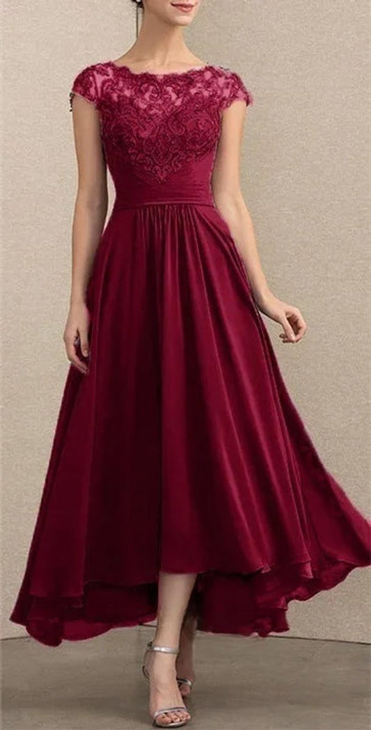 Elegant Maxi Dress for Women Lace A-Line Chiffon