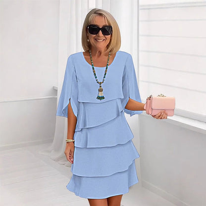 Elegant Mini Dress for Women Tiered Ruffle Short-Sleeve
