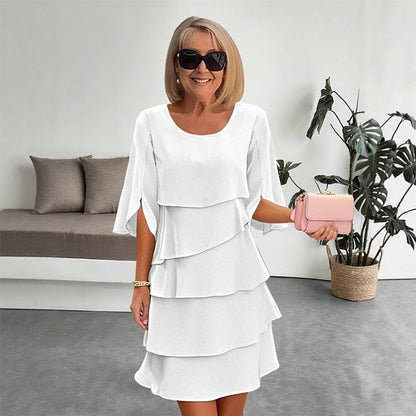 Elegant Mini Dress for Women Tiered Ruffle Short-Sleeve