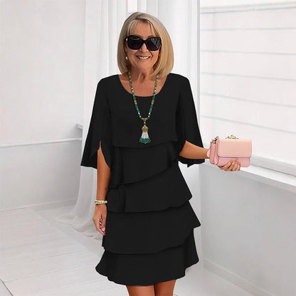 Elegant Mini Dress for Women Tiered Ruffle Short-Sleeve