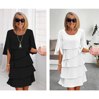 Elegant Mini Dress for Women Tiered Ruffle Short-Sleeve