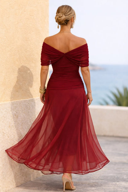 Elegant Maxi Dress for Women V-Neck Chiffon Flowy