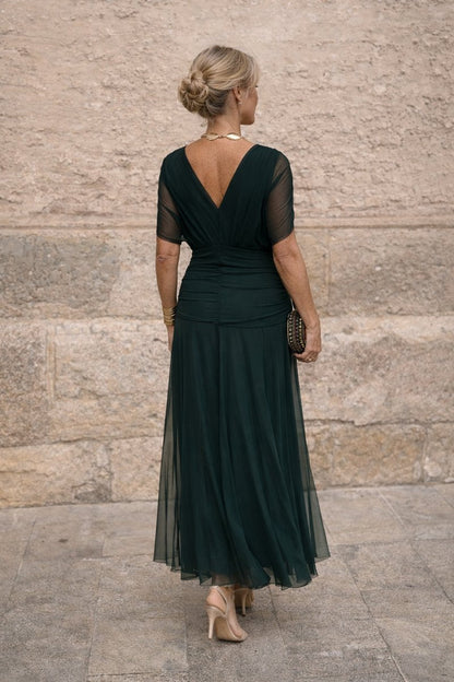 Elegant Maxi Dress for Women V-Neck Chiffon Flowy