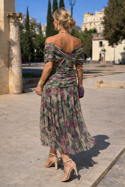 Elegant Maxi Dress for Women V-Neck Chiffon Flowy
