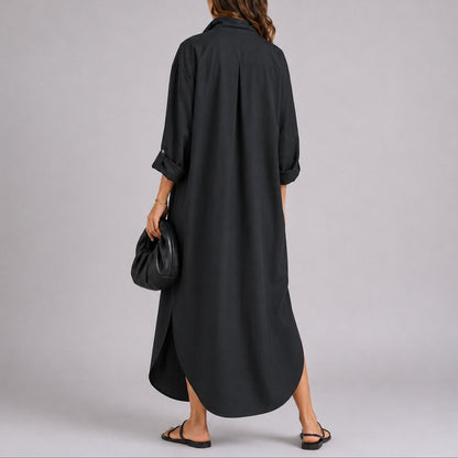 Effortless Shirt Dress for Women Oversized Button-Front Linen