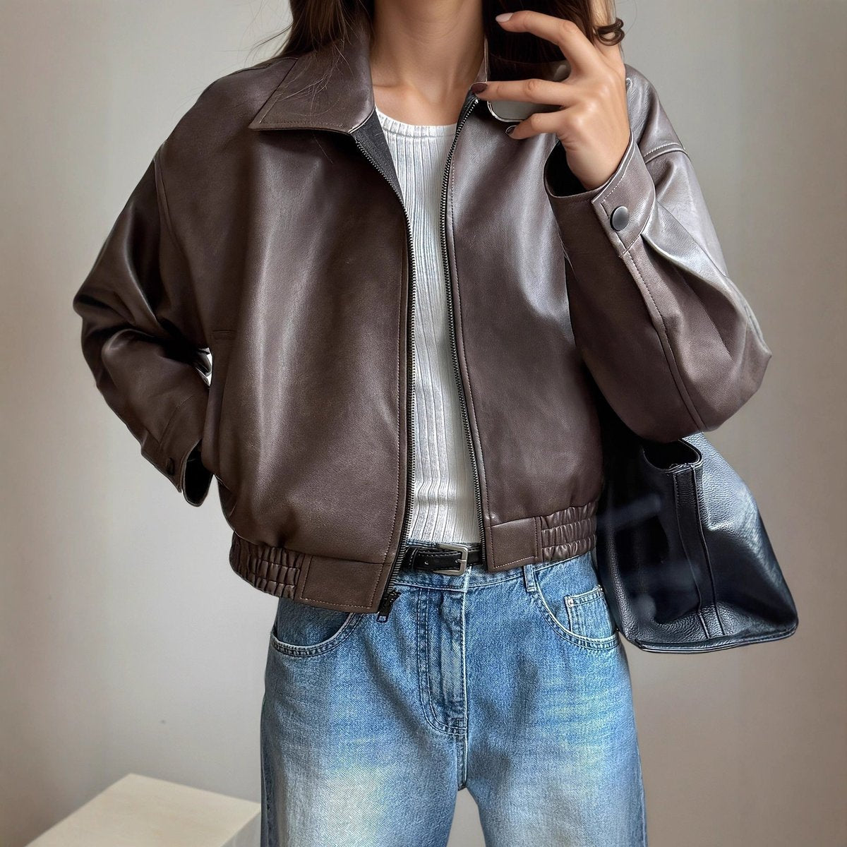Stylish Bomber Jacket for Women Zip-Up Long-Sleeve