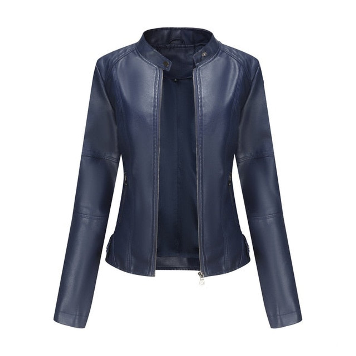 Stylish Moto Jacket for Women Stand-Collar Zip-Up