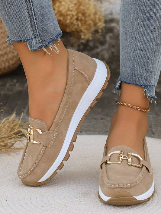 Comfortable Flat Loafers for Women Slip-On Buckle Walking