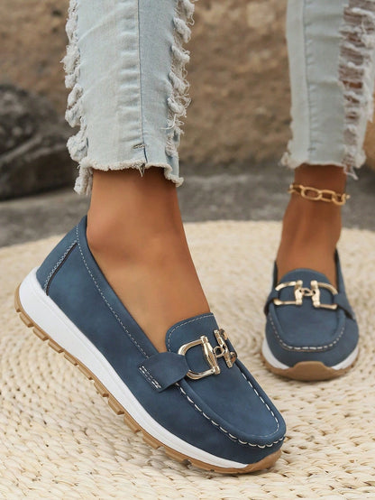 Comfortable Flat Loafers for Women Slip-On Buckle Walking