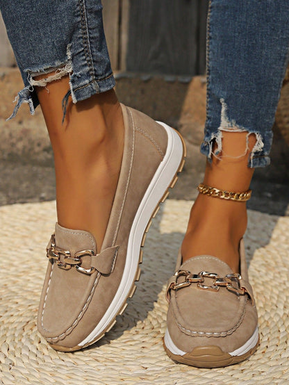 Comfortable Flat Loafers for Women Slip-On Buckle Walking
