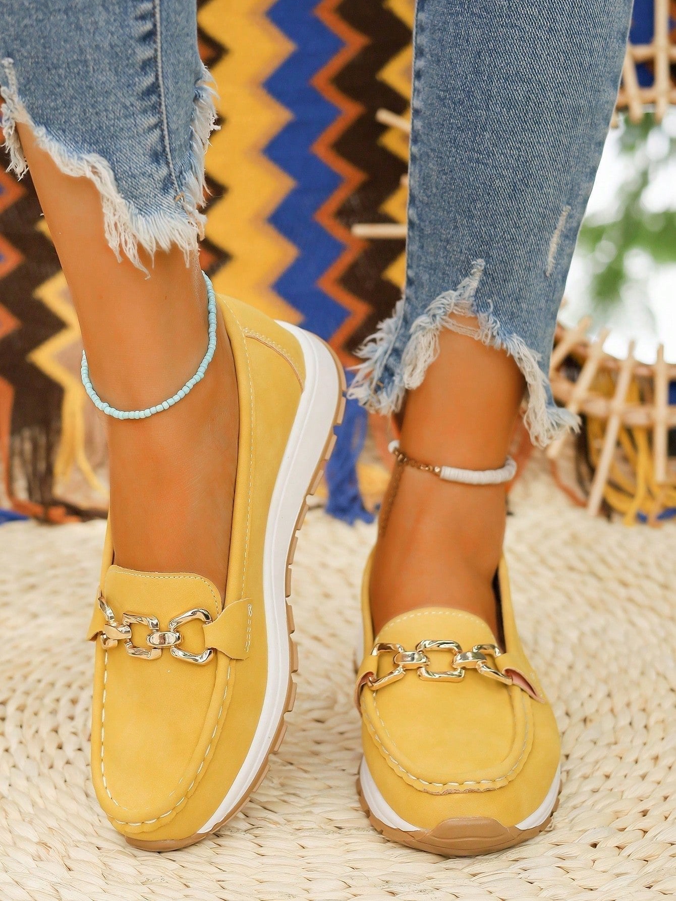 Comfortable Flat Loafers for Women Slip-On Buckle Walking