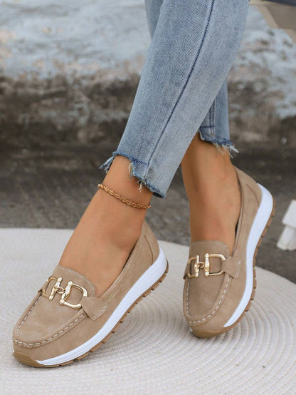 Comfortable Flat Loafers for Women Slip-On Buckle Walking