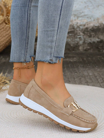 Comfortable Flat Loafers for Women Slip-On Buckle Walking