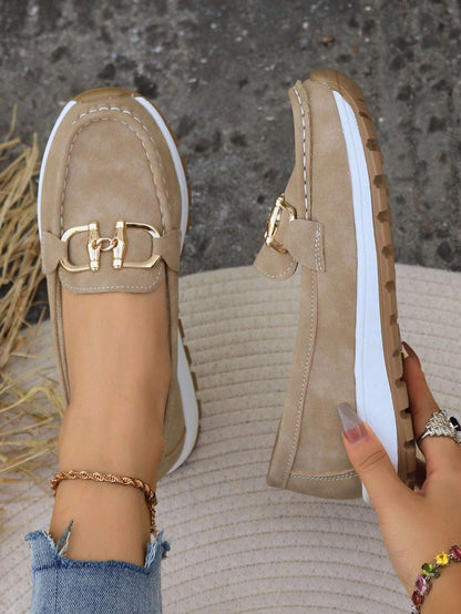 Comfortable Flat Loafers for Women Slip-On Buckle Walking