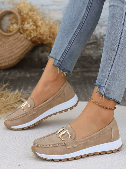 Comfortable Flat Loafers for Women Slip-On Buckle Walking