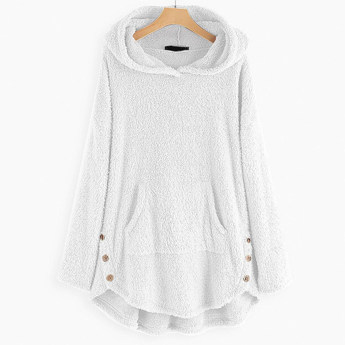 Comfortable Hooded Fleece Jacket for Women Zip-Up High-Low