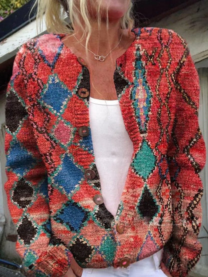 Stylish Cardigan for Women Button-Front Floral-Print