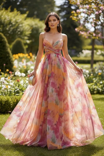Elegant Maxi Dress for Women Floral Tulle Sleeveless