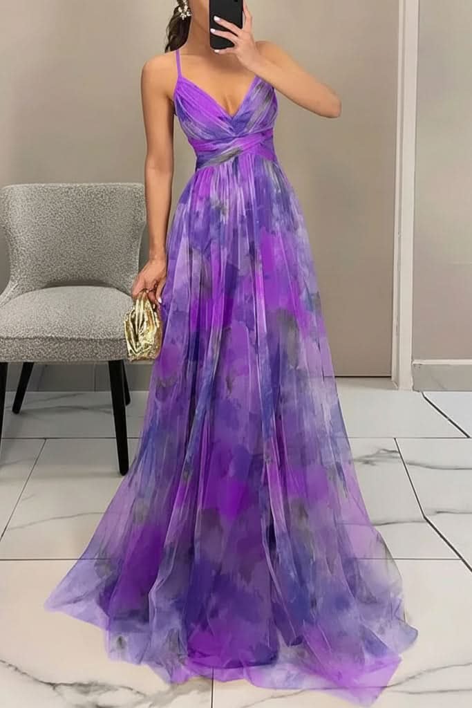 Elegant Maxi Dress for Women Floral Tulle Sleeveless