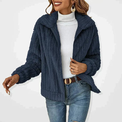 Comfortable Cardigan Jacket for Women Plush Hooded Zip-Up