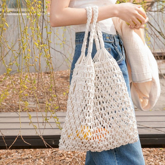 Effortless Tote Bag for Women Handmade Macrame Mesh