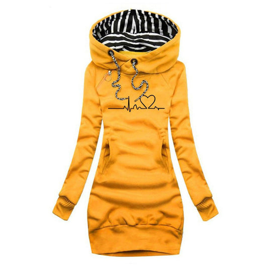 Comfortable Sweatshirt Dress for Women Hooded Long-Sleeve