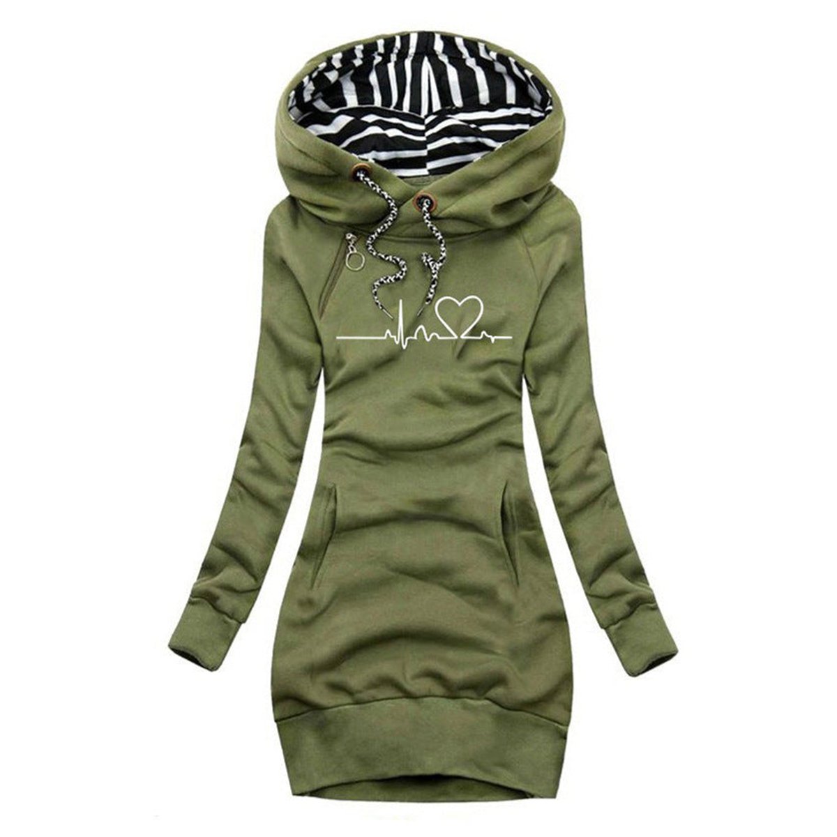 Comfortable Sweatshirt Dress for Women Hooded Long-Sleeve
