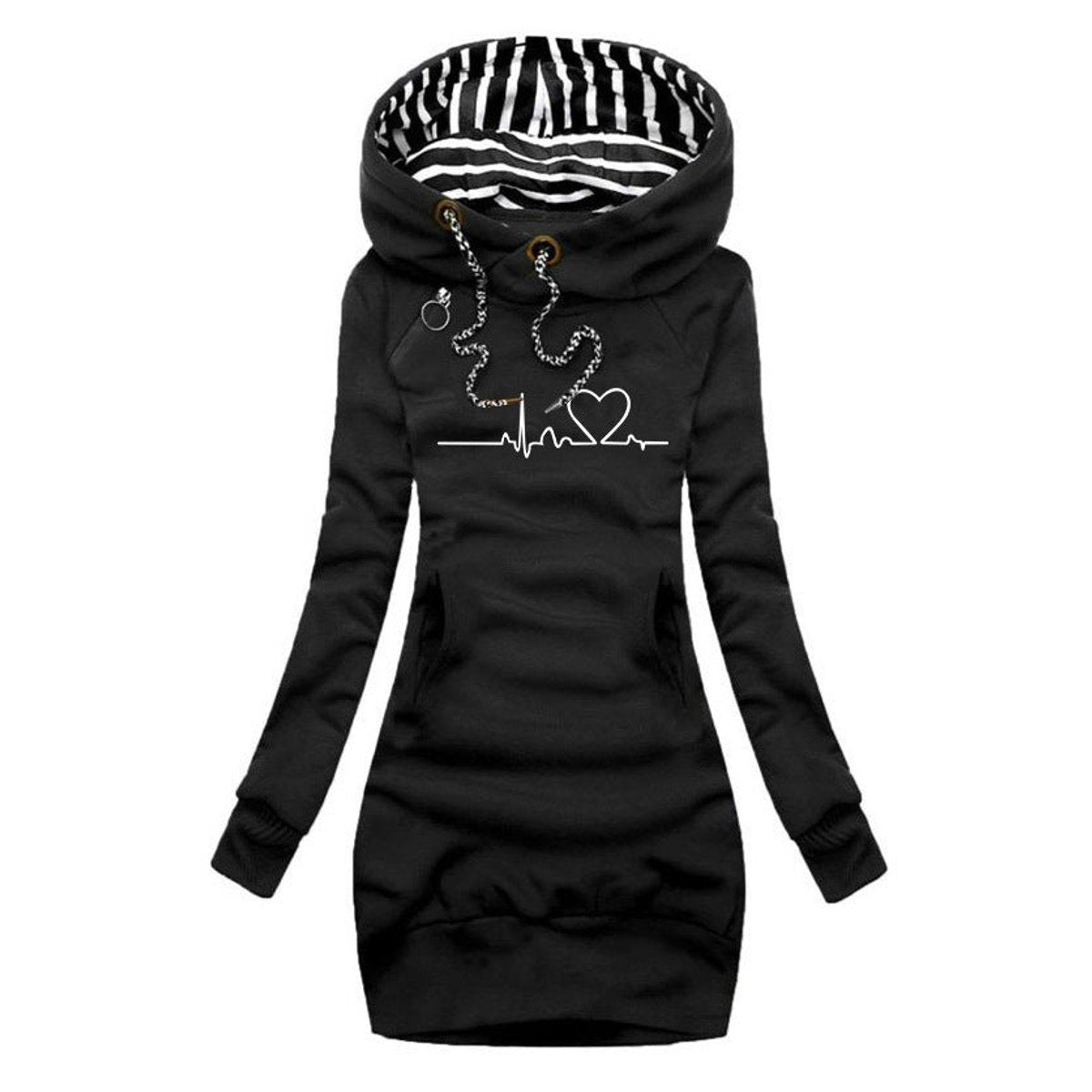 Comfortable Sweatshirt Dress for Women Hooded Long-Sleeve